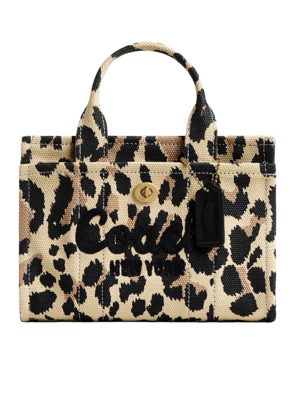Coach Leopard Canvas Small Tote - Black & Cream